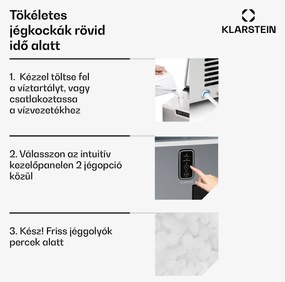 Klarstein Bullet Ice jégkészítő, 15 kg jég naponta, Bullet & zúzott jég, Rozsdamentes acél
