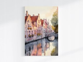 Vászonkép Canvas Belgium Brugge Óváros Csatorna Híd Hajnal 40x60