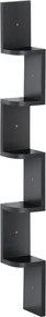 HOMCOM 5-tiers Zik-zak Függő Sarokpolc 120 cm Magas Fekete Fa | Aosom