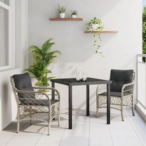 3 Darabos Kerti Étkező Szett Párnákkal Világosszürke Poli Rattan