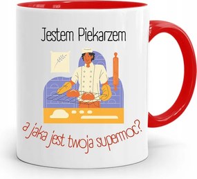 Piros Bögre Péknek Pék Vagyok, fényképes nyomattal