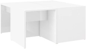 4 db magasfényű fehér szerelt fa dohányzóasztal 33 x 33 x 33 cm