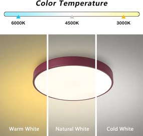 Brilagi-LED POOL mennyezeti lámpatest LED/48W/230V 3000/4000/6000K 40 cm bordó