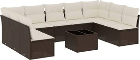 vidaXL 10 részes barna polyrattan kerti ülőgarnitúra párnákkal
