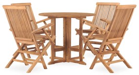 vidaXL 5 részes kültéri összecsukható tömör tíkfa étkezőgarnitúra