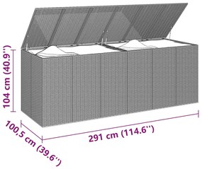 Barna polietilén rattan kerti párnatartó doboz 291x100,5x104 cm