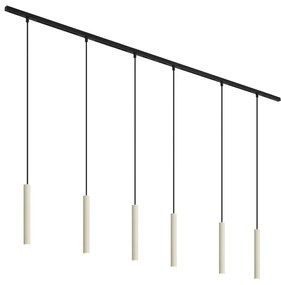 Modern sínrendszer 6 függőlámpa beépítéssel bézs és fekete színben 1 fázisú - Slimline Keno