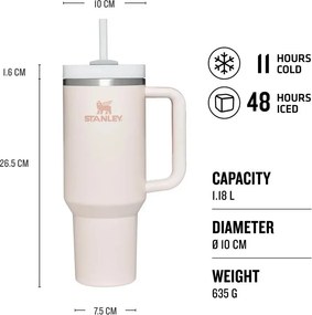 Sötétkék rozsdamentes acél termosz szívószállal 1,18 l Quencher H2.0 FlowState Tumbler Twilight – Stanley
