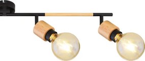 Globo 54031-4 Spotlámpa fém matt fekete váz, fa betéttel kombinálva. HxSZxM:800x80x170, fényforrás nélkül 4xE27 40W 230V