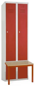 Fém szekrény paddal, 60 x 85 x 185 cm, lábazat, hengerzár, piros - RAL 3000