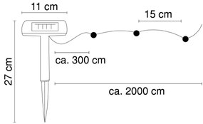 Globo 33700-120 - LED Napelemes lánc 20 m 120xLED/2,4V IP44
