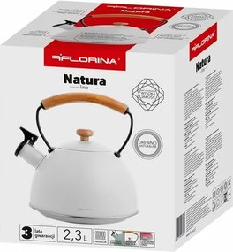 Florina Natura Line Rozsdamentes acél vízforraló kanna 2,3 l, fehér
