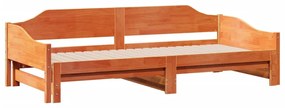 viaszbarna tömör fenyőfa kihúzható kanapéágy 90 x 200 cm