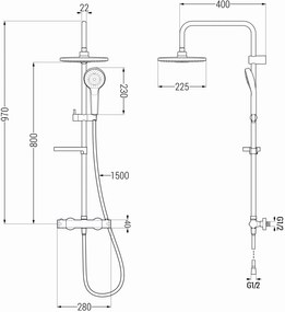 Mexen KX05 zuhanykészlet Kai termosztatikus csapteleppel, fekete, 771500591-70