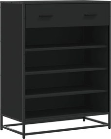 vidaXL fekete szerelt fa és fém cipőszekrény 75 x 38 x 97,5 cm