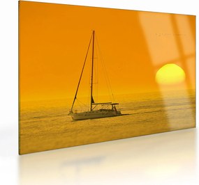Kép - Csónak a tenger közepén (üvegen) (70x50 cm)