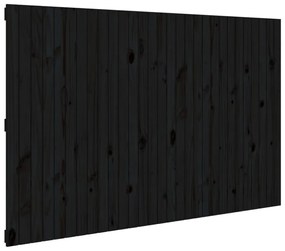 fekete tömör fenyőfa fali fejtámla 185 x 3 x 110 cm