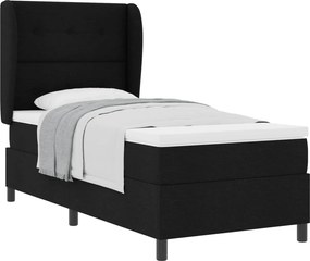 vidaXL Boxrugós ágy matracmal fejtámlával Fekete 90 x 190 cm szövet