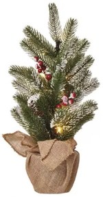 LED dekoráció , beltéri , havas karácsonyfa , elemes , 20 db led , 52 cm , meleg fehér , időzíthető
