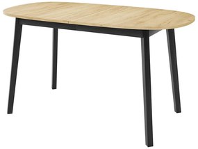 Asztal Edmond 114Fekete, Kézműves aranytölgy, 77x80x150cm, Hosszabbíthatóság, Laminált forgácslap, Fa