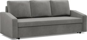 Zeus kanapéágy, bársony, bonell töltet, döntött kartámasz, világosszürke