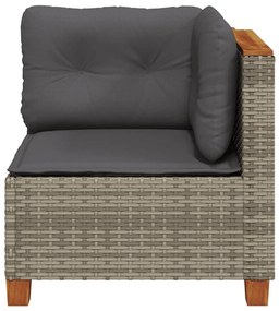 Szürke polyrattan kerti sarokkanapé párnával