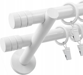 Függönykarnis Dupla Fém Függönykarnis 19 19 mm Fehér Maró 160 cm Görgők