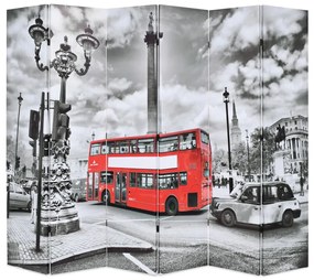 fekete-fehér londoni busz mintás paraván 228 x 170 cm