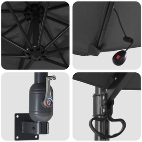Fali napernyő LED-del Antracit 248 cm