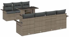vidaXL Kerti Kanapé Szett párnával tárolóval 8 pcs Szürke Poly Rattan