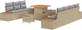 vidaXL Kerti Kanapé Szett 10 pcs Bézs polirattan