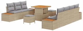 vidaXL Kerti Kanapé Szett 10 pcs Bézs polirattan