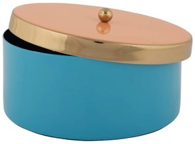 Kék dekoratív fém tárolódoboz ø 16x6 cm Double Funky – PT LIVING