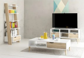 könyvespolc fiókkal, tölgy sonoma/fehér, OSLO 75385