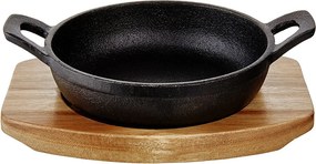 HOT IRON mini öntöttvas serpenyő fa alátéttel, 12 cm