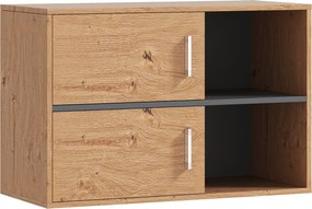 HOMCOM Fürdőszobai Segédszekrény Fali Szekrény Nyitott Rekeszekkel és 2 Ajtóval Modern Fürdőszobai Szekrény Konyhai Bejárathoz 80 cm x 35 cm x 57.5 cm