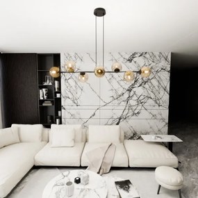 Csillár zsinóron ROSSI 8xE14/10W/230V fekete/bézs