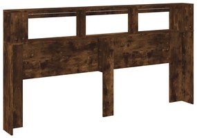 füstös tölgy színű szerelt fa LED-es fejtámla 200x18,5x103,5 cm