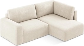 Krémszínű zsenília kinyitható-tárolóhelyes sarokkanapé (jobb oldali-L alakú) Kona – Makamii