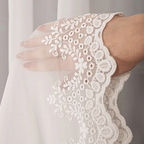 Mg Fátyolra hímzett függöny, finom 280cm magas lengyel 0,5m Ecru 123445