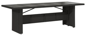 fekete polyrattan üveglapos kerti asztal 240 x 90 x 75 cm