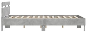 betonszürke ágykeret fejtámlával és LED-del 140x200 cm