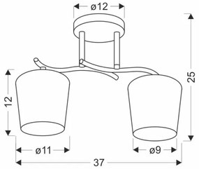 Csillár rúdon ESNYR 2xE27/40W/230V fekete/fehér
