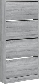 vidaXL szürke sonoma cipőszekrény 4 kihajtható fiókkal 80x21x163,5 cm
