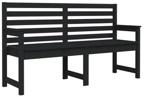 fekete tömör fenyőfa kerti pad 159,5x48x91,5 cm