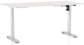 OfficeTech A állítható magasságú asztal, 160 x 80 cm, fehér alap, fehér kőris