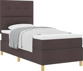 vidaXL Boxrugós ágy matracmal Sötét Barna 80 x 200 cm szövet