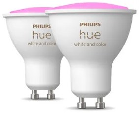 LED lámpa , égő , Philips Hue , 2PACK (2 x GU10 4.3W) RGB , CCT , dimmelhető , Bluetooth