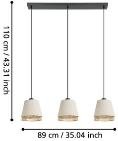 Eglo 43976 - Csillár zsinóron TABLEY 3xE27/40W/230V