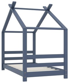 szürke tömör fenyőfa gyerekágy-keret 70 x 140 cm